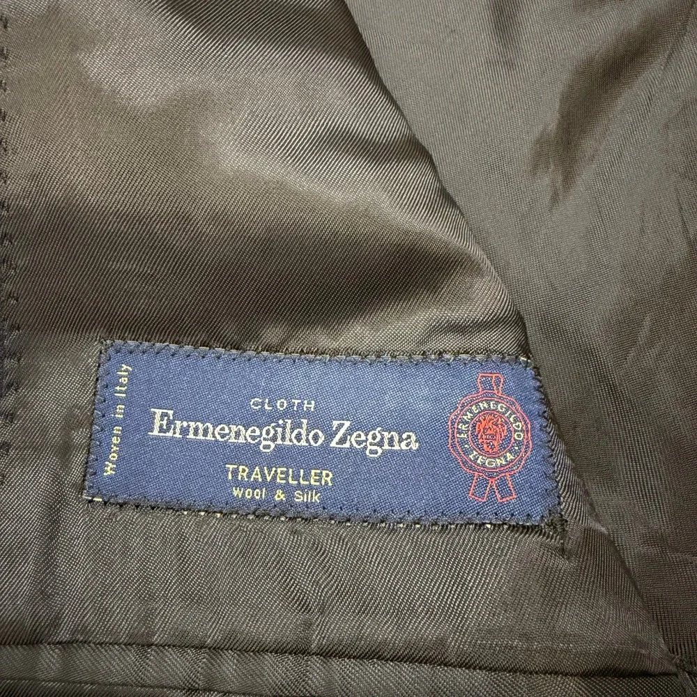 Ermenegildo Zegna Traveller Navy Pinstripe Wool Silk Blazer 40R Italy Mobster